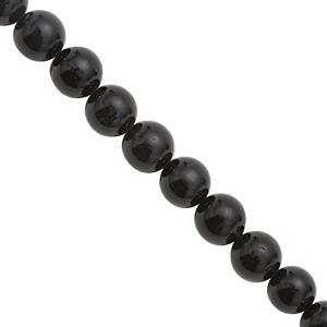 115cts Black Tourmaline Smooth Round Approx 8 to 8.50mm, 20cm Strand