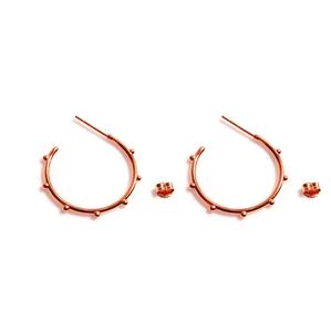 Rose Gold Plated 925 Sterling Silver Beaded Hoop Earrings with Butterfly backs Approx 27mm