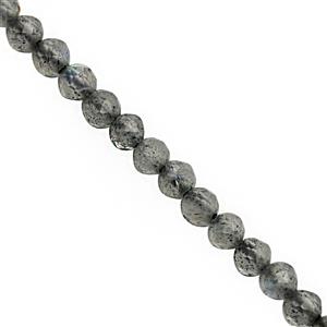 8cts Grey Labradorite Faceted Round Approx 2mm, 32cm Strand