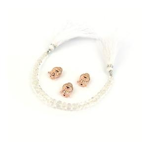 Integrity; 20ct Goshenite Smooth Rondelles, RGP 925 Sterling Silver Buddha Head CZ Spacers