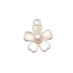 925 Sterling Silver Flower Connector With Freshwater Pearl