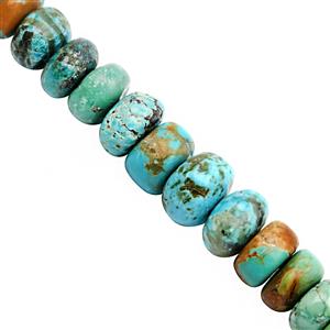 65cts Turquoise Graduated Smooth Roundelle Approx 5x2.5 to 9x6mm, 20cm Strand