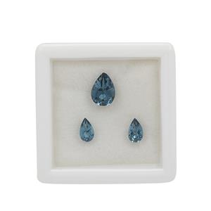 1.32 Cts London Blue Topaz Brilliant Pear Approx 5x3 to 7x5mm (Pack of 3) 