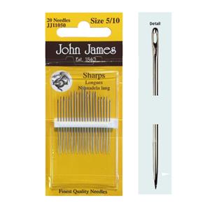 John James Pack of 20 Regular Sharp Needles Sizes 5/10