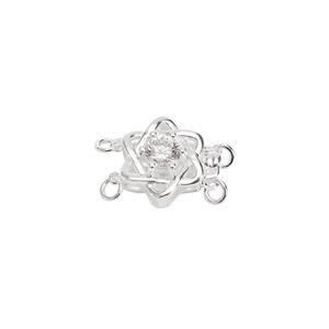 925 Sterling Silver 6 Sided Star Clasp With Cubic Zirconia Approx 13x17mm