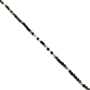 45cts Black Rutile Quartz Micro Faceted Rounds Approx 4.5mm, 38cm Strand