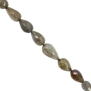 37cts Labradorite Faceted Straight Drill Drops, Approx 7x4 to 13x7mm 13cm Strands With Downloadable Instructions By Debbie Kershaw