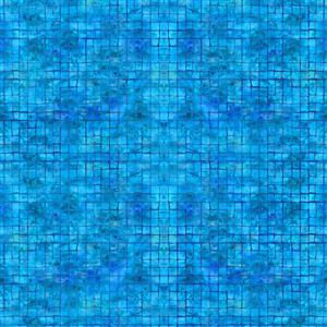 Jason Yenter Calypso II Blue Tiles Fabric 0.5m
