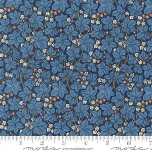 Moda Morris Meadow Collection Bramble Small Floral Leaf Woad Fabric 0.5m