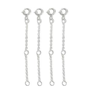 925 Sterling Silver Extender Chain, 5cm, 4pcs