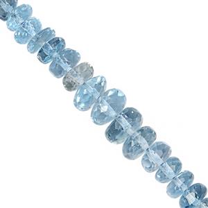 15cts Marambaia London Blue Topaz Center Drill Graduated Faceted Rondelles Approx 2.5x1.5 to 5.5x3mm, 8cm Strand