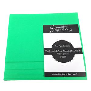 Hobby Maker Essentials - A4 Solid Core Card, 240gsm, 20 Sheets - Emerald Green 