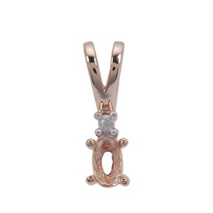 Rose Gold Plated 925 Sterling Silver Oval Pendant Mount (To fit 5x3mm gemstones) Inc. 0.01cts White Zircon Brilliant Cut Round 1.50mm -1Pcs