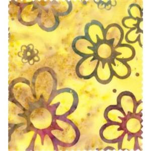 Bali Batik Flowers Yellow Fabric 0.5m