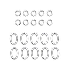 925 Sterling Silver Plain Oval Approx 7x5mm & Round Twisted Approx 4mm Jump Rings (20pcs)