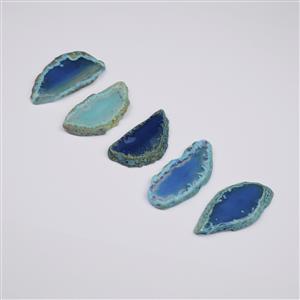 320cts Blue Agate Slices Approx 29x50 - 30x59mm Set Of 5 Slices			