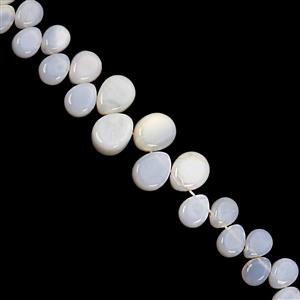 75cts White Opal Top Side Drill Smooth Flat Pear Approx 6x5 to 12.5x9.5mm, 17cm Strand 