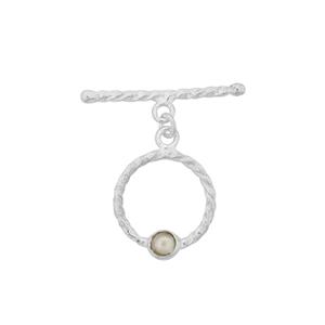 925 Sterling Silver Twisted Round Toggle Clasp Set with Freshwater Cultured Pearl Approx 20x12mm (Pack of 1)