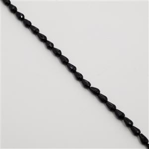 70cts Black Agate Faceted Drops Approx 9x6mm, 38cm Strand