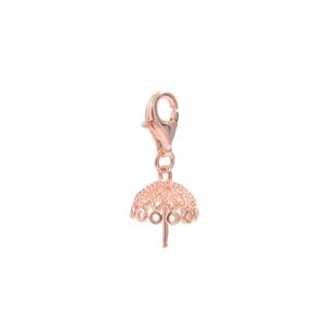 Rose Gold Plated 925 Sterling Silver Detailed Charm Approx 10x5mm with Lobster Claw Clasp