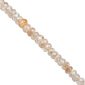 40cts Natural Zircon Graduated Faceted Rondelle Approx 2x1 to 4.5x2.5mm, 25cm Strand