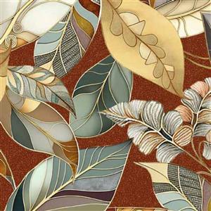 Frond Nouveau Collection Leaves Rust Fabric 0.5m