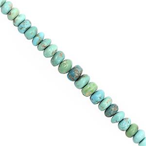55cts Sleeping Beauty Turquoise Graduated Plain Rondelle Approx 4x2 to 7x5mm, 20cm Strand