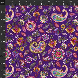 Petra Collection Paisley with Medallion Purple Fabric 0.5m