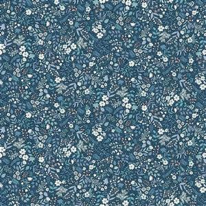Makower Foxwood Wildflower Blue Fabric 0.5m