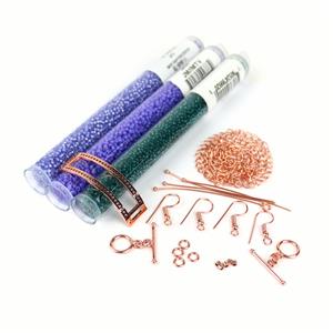 Ultraviolet; Rose Gold Plated Base Metal Connector, Findings pack 21pc, 3x Miyuki 11/0s