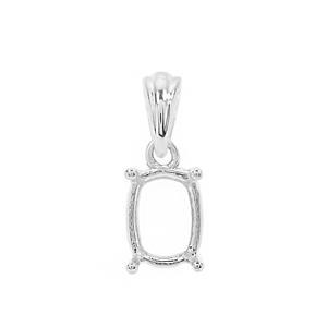 925 Sterling Silver Cushion Fit Pendant Mount (To fit 9x7mm Gemstone) - 1pcs