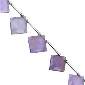 70cts Lavender Fluorite Faceted Square Approx 15 to 18mm, 15cm Strand With Spacers