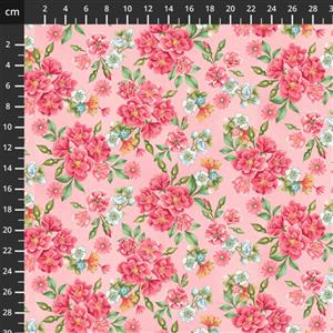 Henry Glass Tweets And Treats Floral Pink Fabric 0.5m