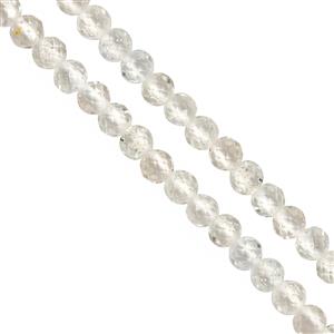 NOVEMBER20 - Closeout Deal - 2x 17cts White Topaz Faceted Round Approx 2mm 30cm Strands