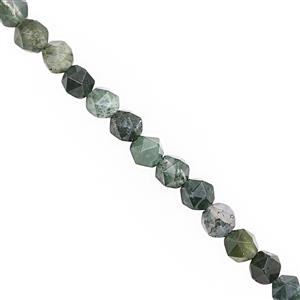 52cts Moss Agate Faceted Star Cut Approx 5.25 to 5.75mm, 28cm Strand