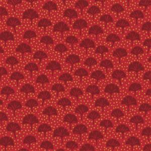 Liberty Arthur's Garden Collection Ginkgo Spot Red Fabric 0.5m
