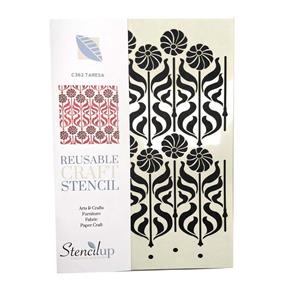 Stencil Up Taresa repeating stencil Gothic style pattern. Adhesive-backed stencil