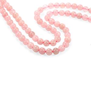 310cts Rose Quartz Plain Round, Approx 8mm, 36cm Strand, Pack of 2