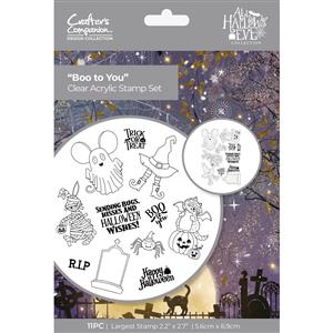 Designer Collection All Hallows Eve Clear Acrylic Stamps - Boo to you - 11PC