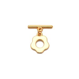 Gold Plated Base Metal Flower Toggle Clasp Approx 15mm