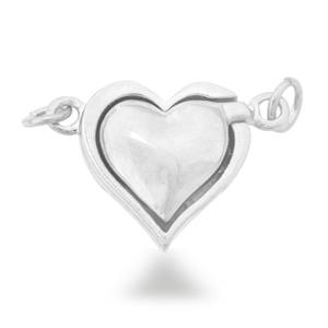 925 Sterling Silver Heart Magnetic Clasp, Approx 12mm (Pack of 1pcs)