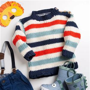 Wool Couture Toddler Striped Jumper Knitting Kit (Size 2 Years) With Free Knitting Needles Worth £6