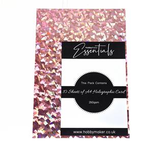 Hobby Maker Essentials - A4 Holographic Card, 260gsm, 10 Sheets - Baby Pink
