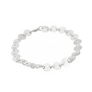 925 Sterling Silver Coin Link, 7.5inch Finished Bracelet with Lobster Clasp (Pack of 1)
