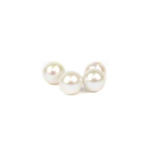 White Freshwater Cultured Near Round Pearls Approx 6-7mm, 4pcs
