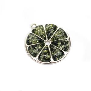 Baltic Green Amber Lime Pendant, Approx. 23mm
