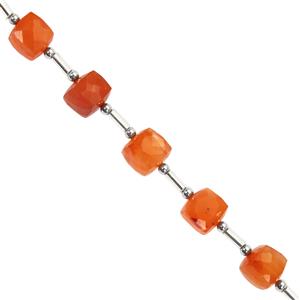 30cts Carnelian Faceted Cubes Approx 5 to 8mm, 20cm Strand 