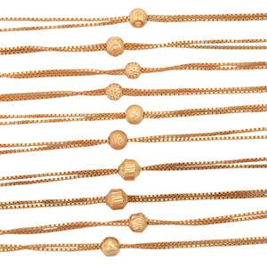 Rose Gold Plated Base Metal Slider Bracelets (5 Designs), Approx 24cm (10pcs)