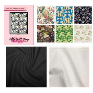 Amanda Little's Black Fans & Chopsticks Quilt Kit: Instructions, FQ Pack (6pcs) & Fabric (4m)