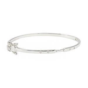 925 Sterling Silver Bangle with 0.08cts White Topaz for Clip-On Cushion Pendant, Approx 52x62mm